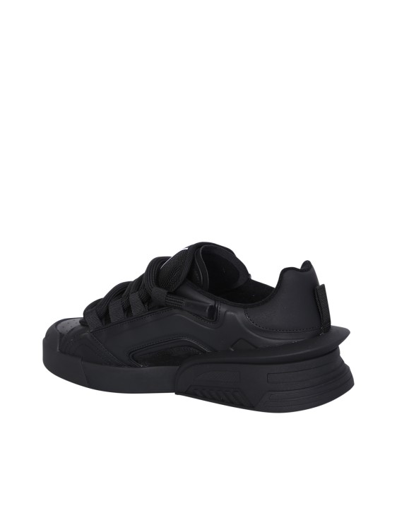 Shop Dolce & Gabbana Black Portofino Leather Sneakers In Neutrals
