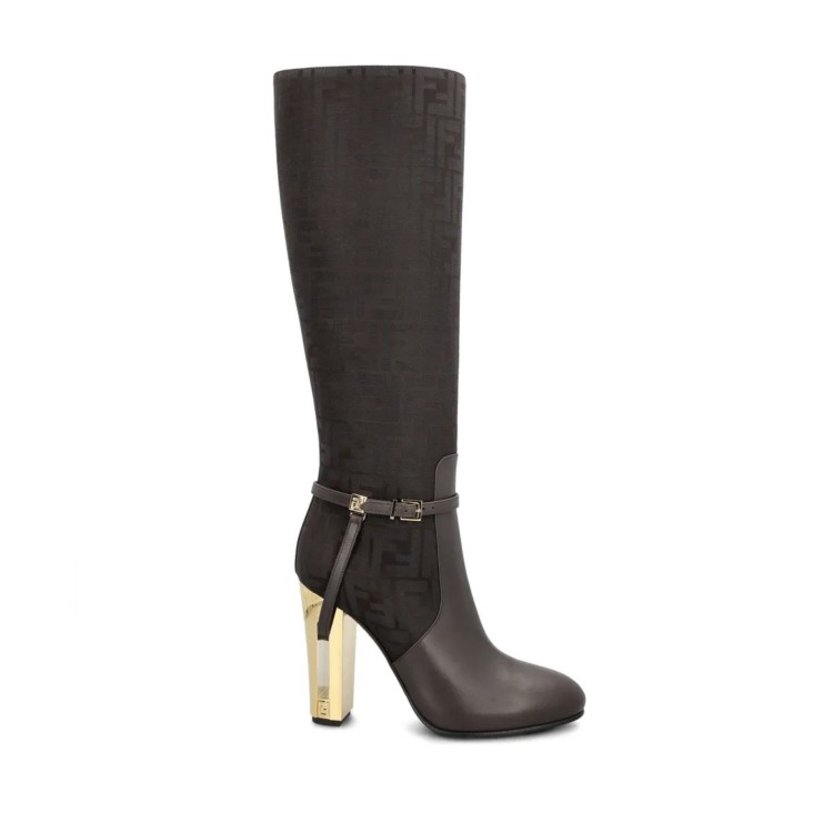 Shop Fendi Delfina High Heeled Boots In Black