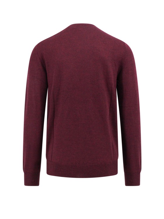 Shop Polo Ralph Lauren Wool Slim Fit Sweater With Logo Embroidery In Burgundy