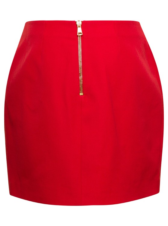 Shop Balmain 4 Buttons Asymetric Short Skirt In Red