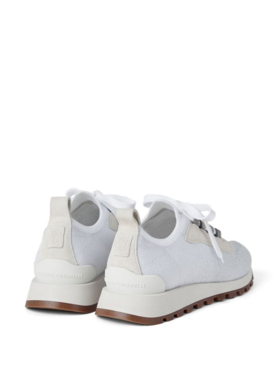 Shop Brunello Cucinelli Knitted Upper Sneakers In White