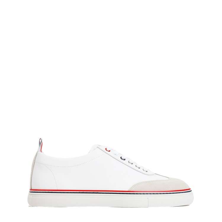Shop Thom Browne White Calf Leather Lo-top Trainer