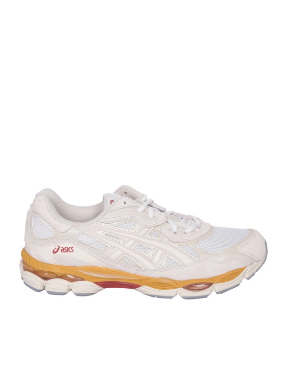 Shop Asics Gel-nyc Beige/ Red Sneakers In White