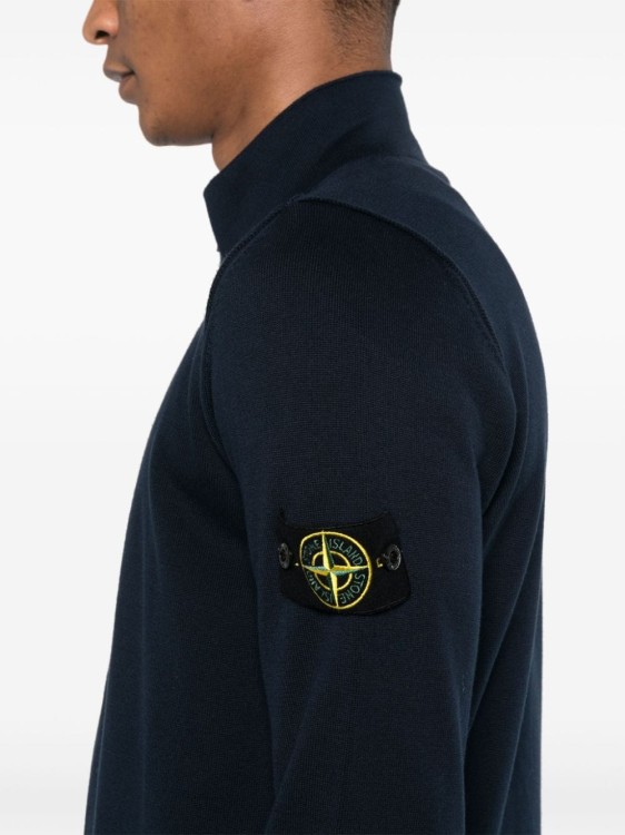Shop Stone Island Compass-badge Zip-up Sweatshirt In Blue