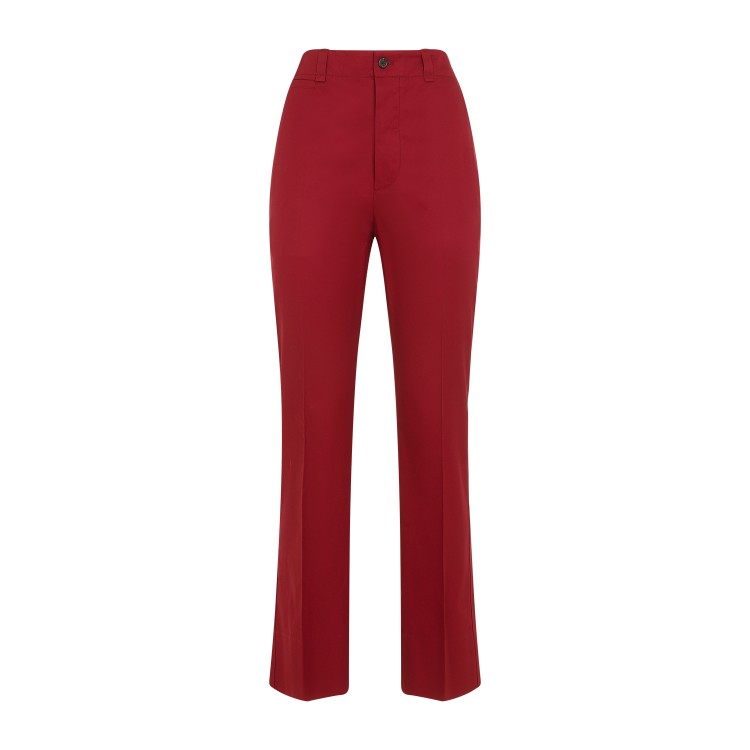 Saint Laurent Cotton-twill Straight-leg Pants In Red