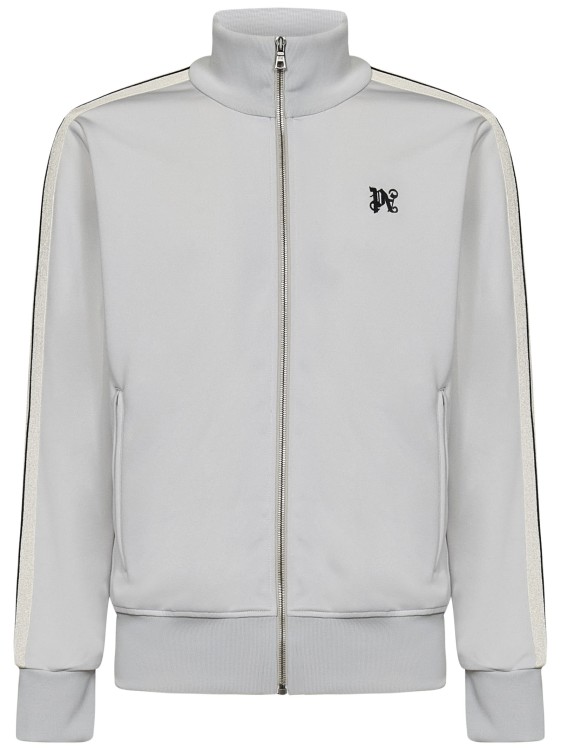 Shop Palm Angels Track Jacket In Gray Technical Fabric In White