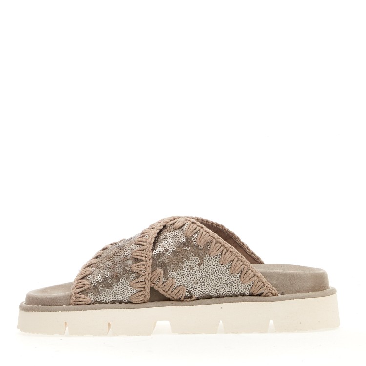 Shop Mou Gunmetal Sequin Cross Wedge In Neutrals