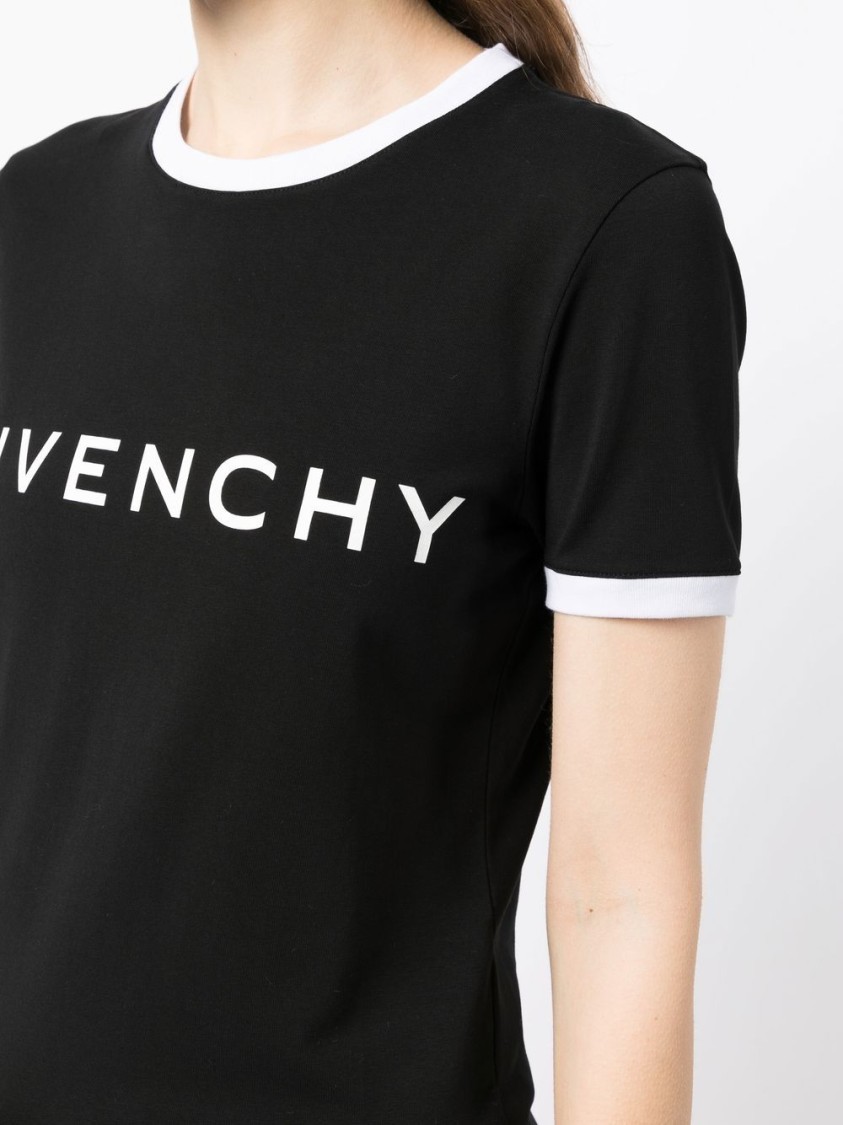 Givenchy Black Crewneck T-shirt With Logo Lettering On The Front And 4g Logo On The Rear In Cotton S In Black