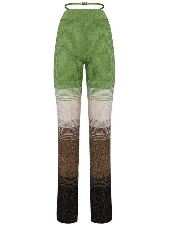 Gcds High-waisted Lurex Trousers In Green