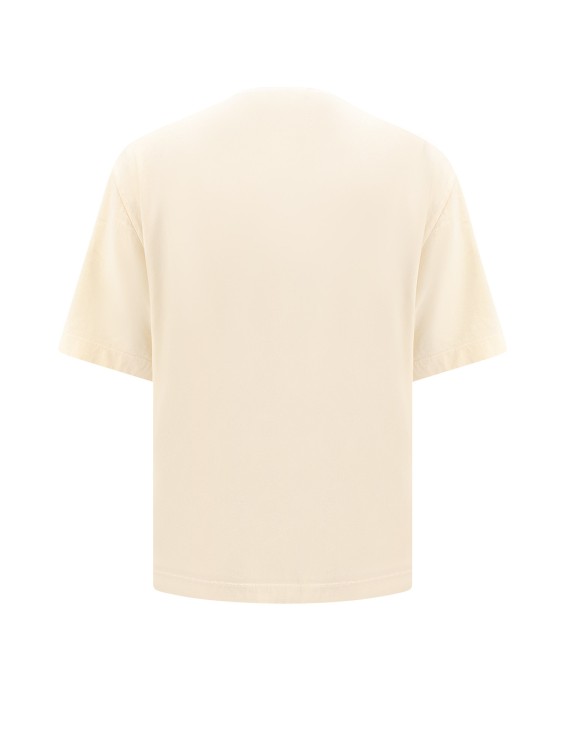 Shop Laneus Cotton T-shirt With Frontal Logo In Neutrals