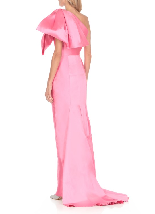 Solace London The Priya Bow-embellished Faille Gown In Pink