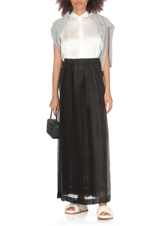 Shop Fabiana Filippi Pleated Silk Skirt In Black