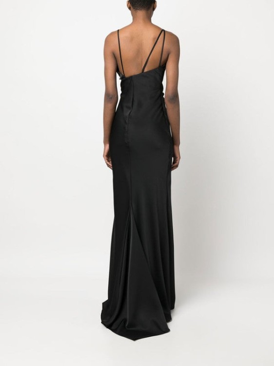 Shop Attico Melva Satin Long Dress In Black