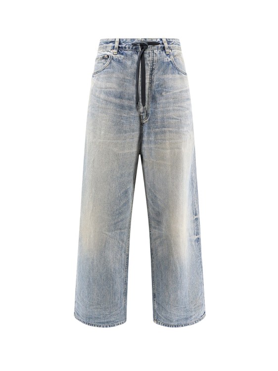 Shop Balenciaga Baggy Jeans With Adjustable Drwastring In Blue