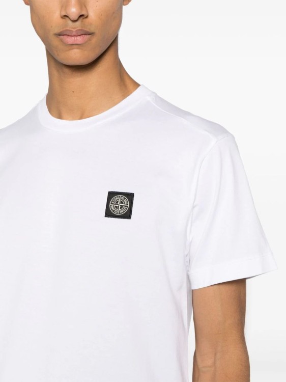 Shop Stone Island Compass-appliqué Cotton T-shirt In White