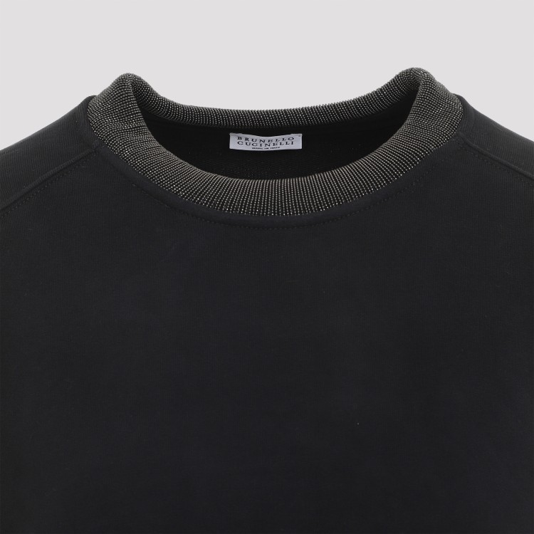 Brunello Cucinelli Black Cotton Crewneck Sweatshirt In Black