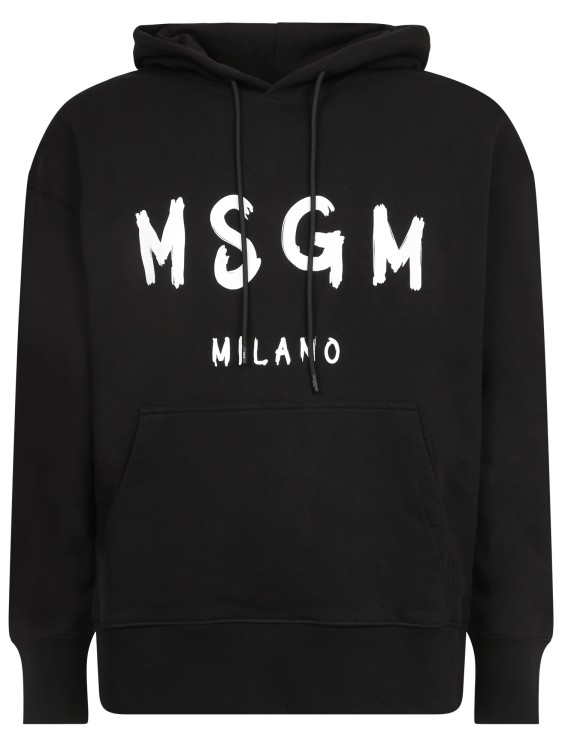 Shop Msgm Black Hoodie Sweater
