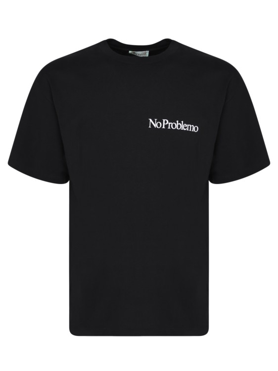 Shop Aries Cotton "no Problemo" Slogan T-shirt In Black