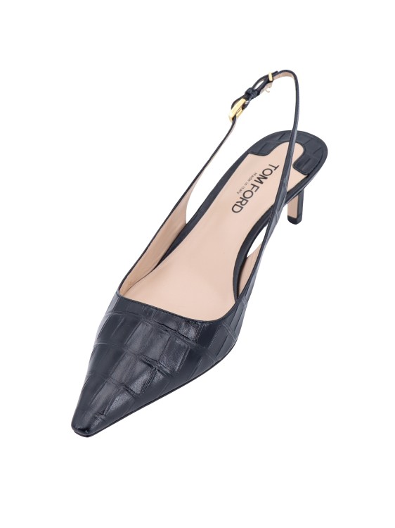 Shop Tom Ford Leather Slingback With Metal Monogram Charm In Pink