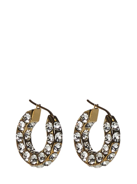 Shop Amina Muaddi Small Hoop Earrings In Gold