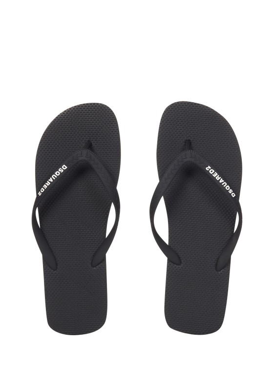 Shop Dsquared2 Black Rubber Thong Sandals
