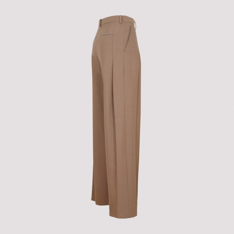 Shop Victoria Beckham Brown Fawn Front Pleat Trousers