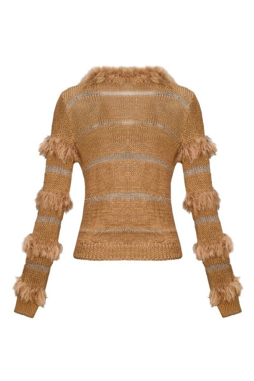 Shop Andreeva Brown Sundown Handmade Knit Sweater With Pearl Buttons