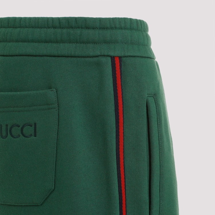Shop Gucci Bottle Green Cotton Track Pant
