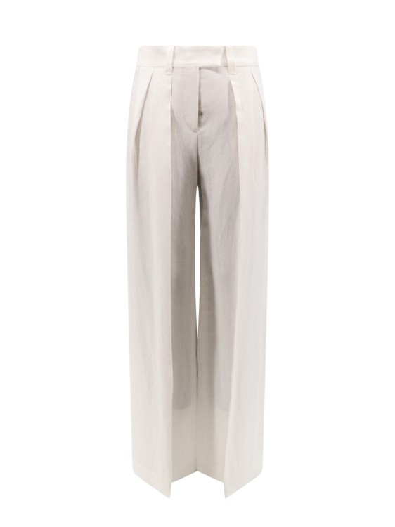 Shop Brunello Cucinelli Viscose And Linen Trouser With Frontal Pinces In White