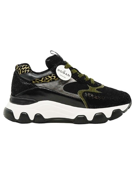 Hogan Hyperactive Sneakers In Black Suede And Fabric