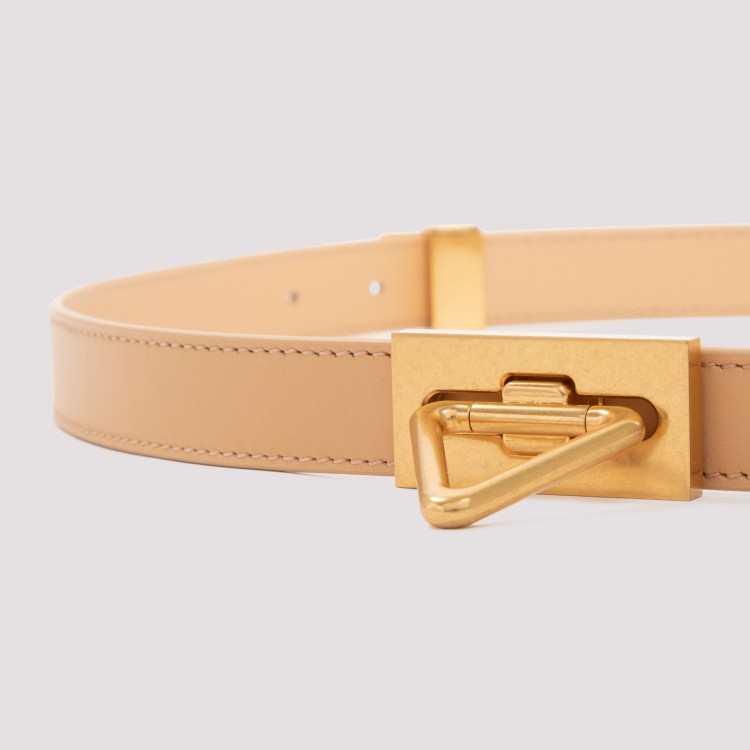 Shop Bottega Veneta Almond Leather Triangle Leather Belt In Neutrals