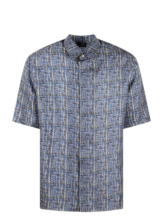 Shop Fendi Ff Silk Shirt In Blue
