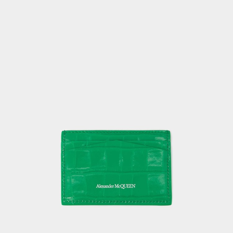 Shop Alexander Mcqueen Card Holder - Leather - Green