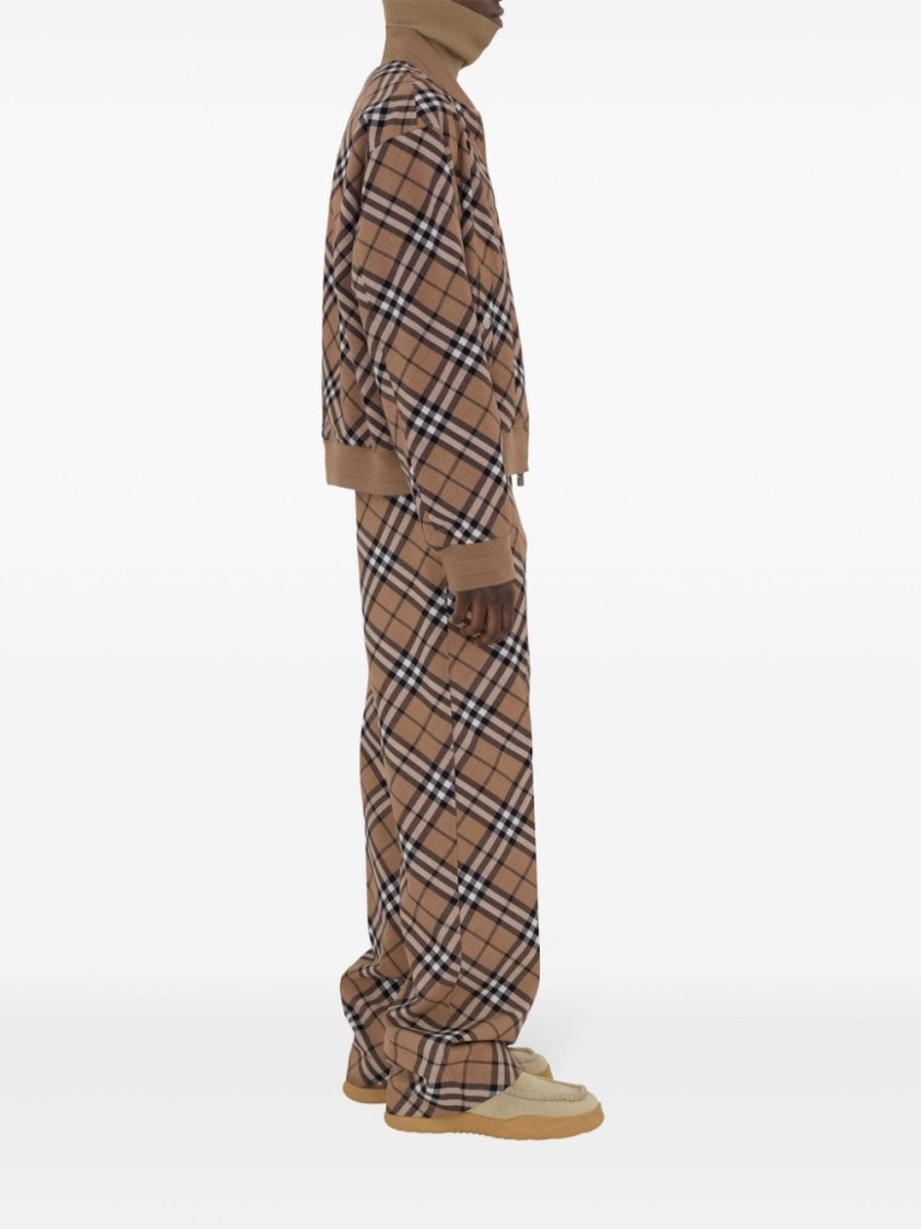 Burberry Check Print Wool Blend Harrington Jacket In Brown