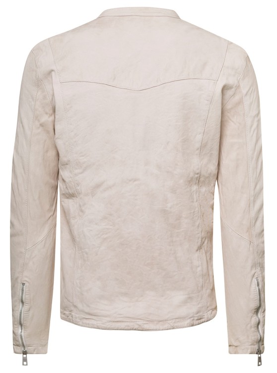 Shop Giorgio Brato Beige Jacket With Two-way Zip In Leather In White