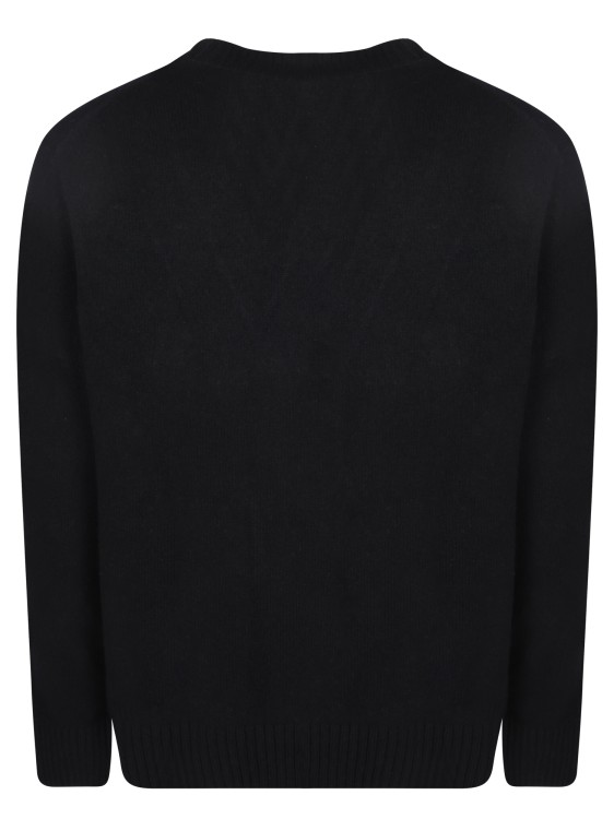 Shop Maison Kitsuné Long Sleeve Wool Cardigan In Black