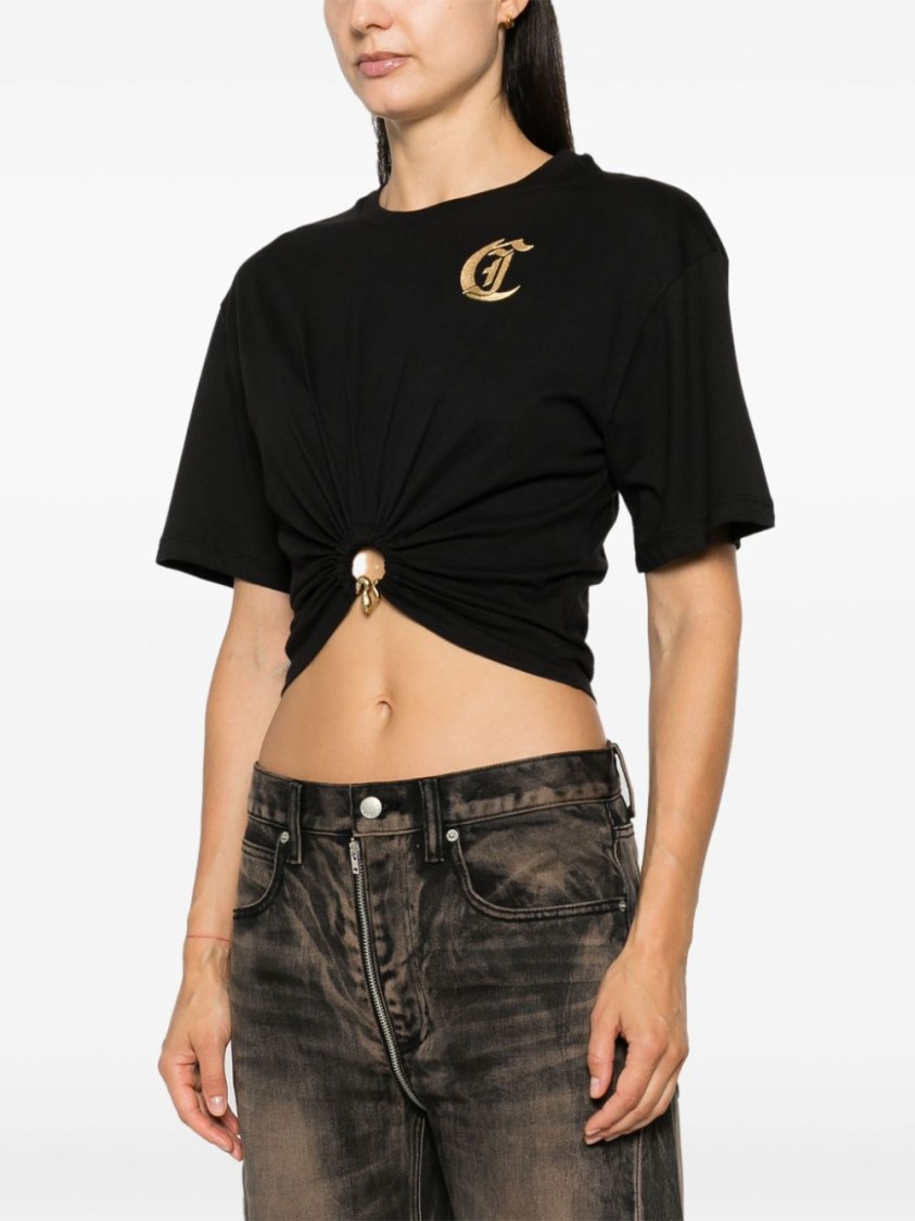 Just Cavalli Ring-detail T-shirt In Black