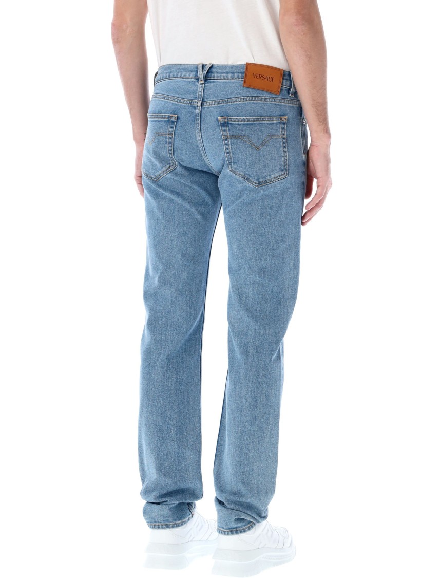 Shop Versace Slim-fit Jeans In Blue