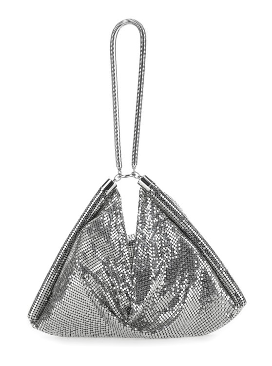 Rabanne Pixel Silver Handbag In Metal Mesh Woman In Silver