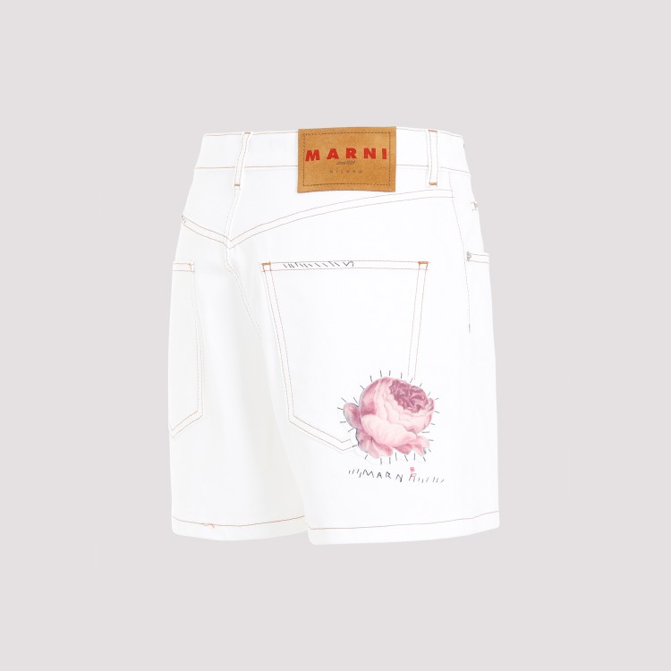 Shop Marni Lily White Cotton Short 5-pockets Trousers