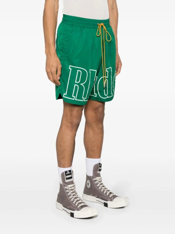 Shop Rhude Logo-print Track Shorts In Green