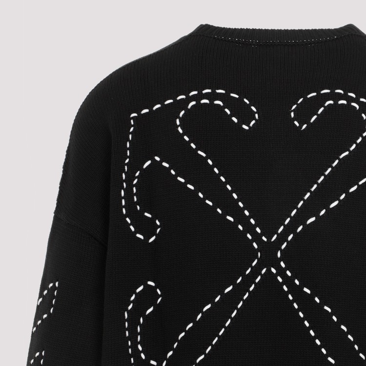 Off-white Regular Fit Jersey With Distinctive Logo And Textured Detailing In Black