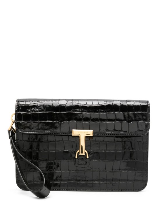 Shop Tom Ford Black Croc-embossed Bag