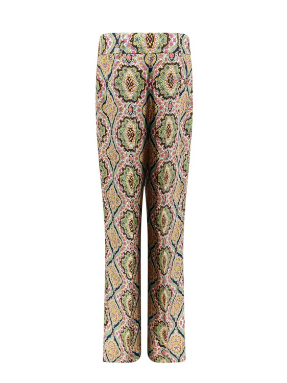 Shop Etro Silk Trouser With Paisley Motif In Neutrals