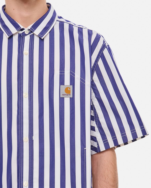 Shop Junya Watanabe Short Sleeve Stripes Shirt In Blue