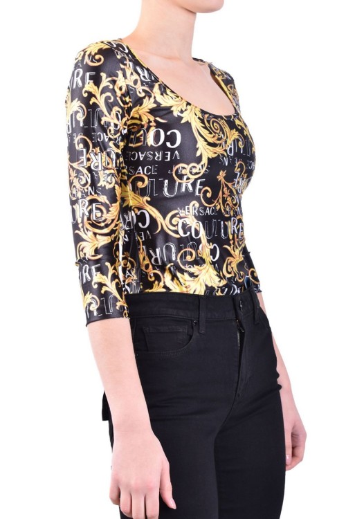 Versace Jeans Couture Logo-print Long-sleeve Body In Black