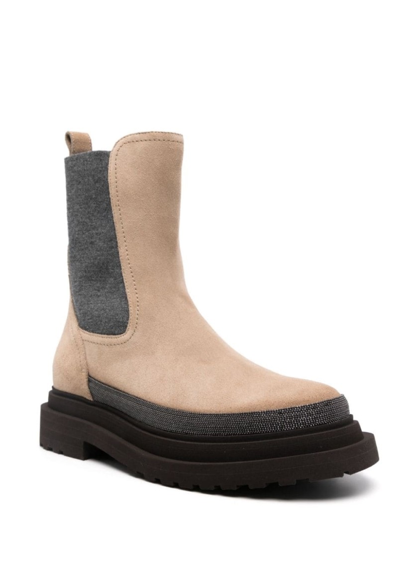 Brunello Cucinelli Suede Chelsea Boots In Brown