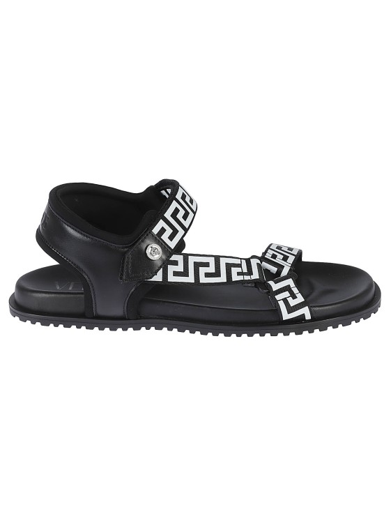 Shop Versace Greca-detail Sandals In Black