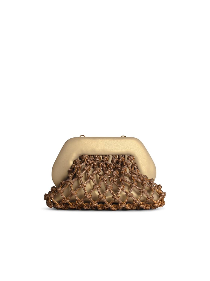 Themoirè 'tia Knot Strass' Gold Vegan Leather Bag In Brown