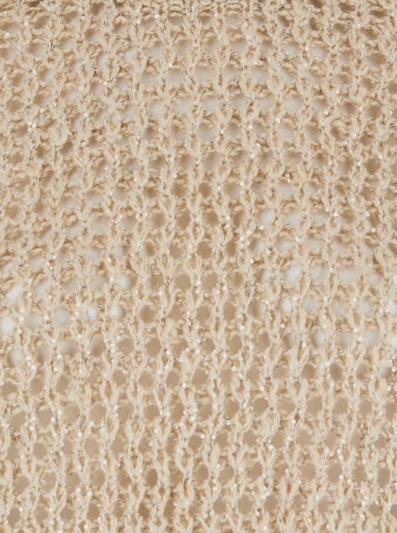 Shop Brunello Cucinelli Beige Sweater With Micro Sequins In Mesh Knit In Neutrals